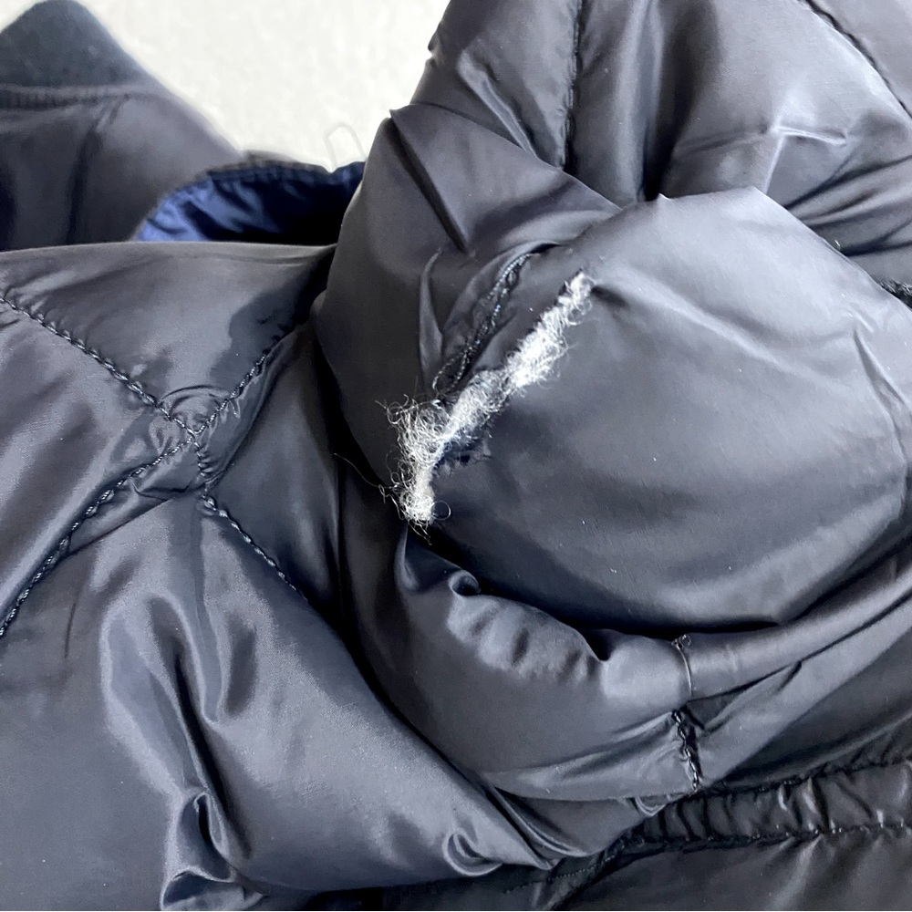 Calvin Klein Black Blue Reversible Quilted Puffer Zip Front Bomber Jacket S - Picture 7 of 15